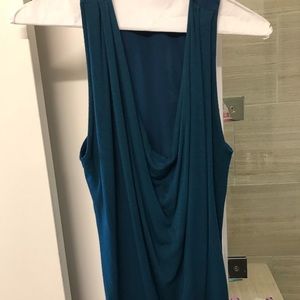 Blue cotton silk blend top